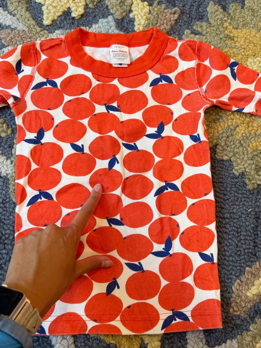 Hanna Andersson Orange & Navy Fruit-Print Short Sleeve Tee